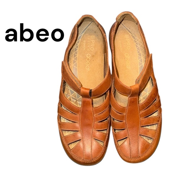 Abeo Shoes - Abeo Pro SmartSystem Tan Leather Fisherman Sandals Velcro Comfort Shoes Size 8.5